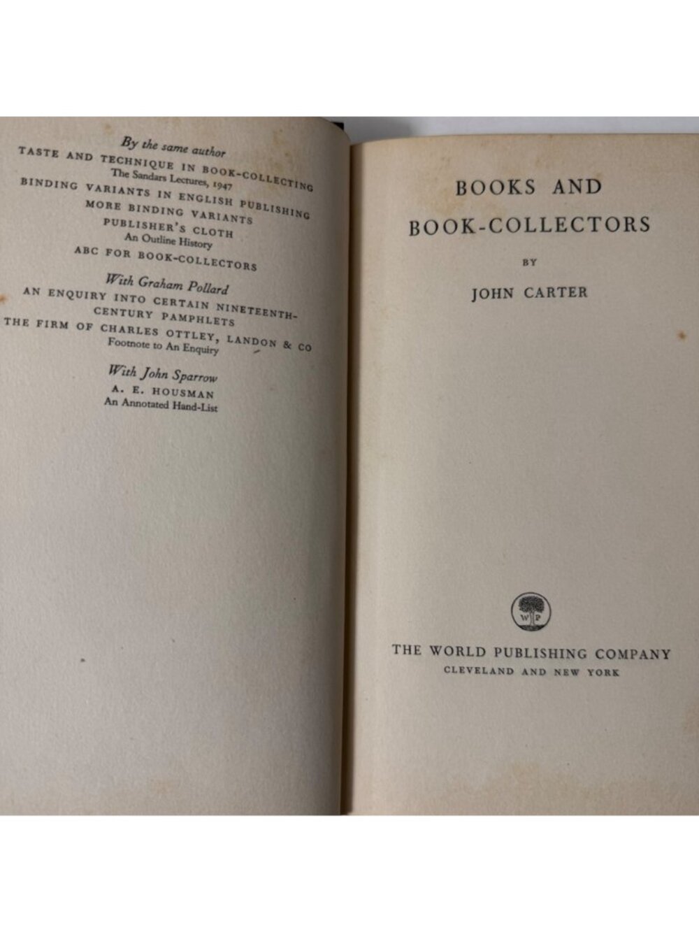 Books And Book-Collectors John Carter Hardcover 1957 First Edition The World Pub - Picture 2 of 16